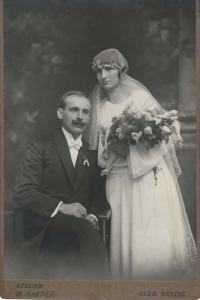 Wedding of her parents, Catholic church in Svinčany, 7 October 1922 
