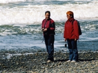 With her daughter at the Pacific Ocean in USA in 2005