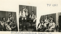 While studying in Brno - as a member of Brno's Ant. Jančík Cimbalom Band. Martin Hrbáč on bass, on the left. PF 1963 

