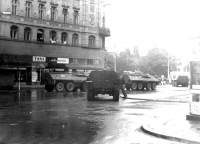 Demonstration in Brno in 1969 - Malinovského Square "cleared" by tear gas cannons and fire pumps - the crowd moved further to Novobranská Street