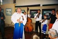 Oldřich Kůrečka as a musician (second from the right) at the opening of Jura Holásek's exhibition in Hrušky, 2001