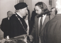 As editor of Lidová demokracie - with Rudolf Firkušný on the occasion of his receiving an honorary doctorate from Masaryk University, 1993