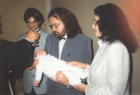 Václav Štěpánek aVáclav Štěpánek as godfather at the christening of his nephew Tobias, next to his sister Anna and her husband Lászlo Bujdosó, 1995, 1995