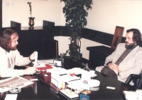 As a freelance editor interviewing Serbian opposition leader Vuk Drašković during anti-government protests, January 1996