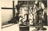 Peter Danzinger as a one-year-old with his grandfather, Velká Bytča, 1938 
