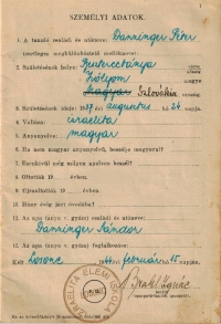 A pupil's record book from a Jewish school, Lučenec, 1944 
