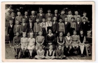 A photo from the final, the 7th class; Peter Danzinger is in the second row, fifth from the left, Banská Bystrica, 1948 


