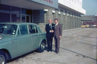 Azriel Dansky (on the right) with Sir Johan Cohen, the founder of TESCO supermarket chain, London, 1970 

