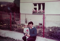 Jan Hanzlík with his daughter in Krašovice, beginning of the 1970s
