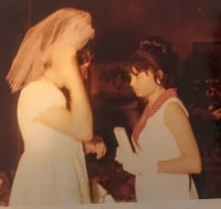 Dana with classmate Tamara, after her wedding.
