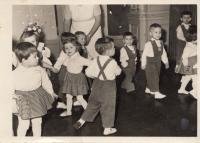Karel Karika (third from right) at the age of four in kindergarten in Ústí nad Labem