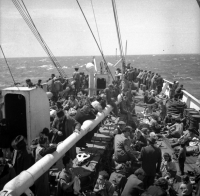 On the ship Galila during the cruise to Israel, y. 1949