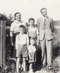 The Tomek family, parents, sons Karel, Vladimír and Jiří, 1952 