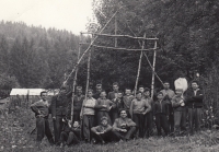 Camp in Anenská Studánka, Vladimír Tomek first from the left, 1961 