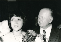 Hana Čechová with her fahter, graduation in 1978