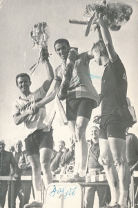 Pavel Doležel on the podium (middle above), 1960s
