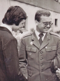 Mons. Václav Slouk (on the right) at the army, Malacky, Slovakia, 1979-1981
