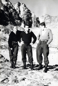In the High Tatras during his stay at the military school in Poprad on December 1, 1963 (middle)