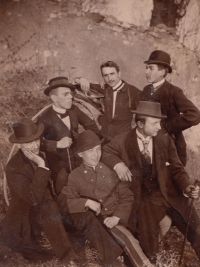Maternal grandfather Leopold Novák during his studies (second from the left wearing a hat), 1893