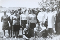 1962-63 teachers of the school in Frymburk, Bohuslava Dvořáková first from the left