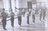 Rehearsal of the Frymburk pupils for the 1965 Spartakiad