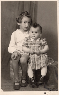With his sister Jitka, 1944