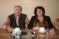 Married couple Jaroslav and Vlasta Smutná at a town hall in Veselí nad Moravou. Around 2010. 