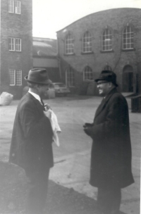 Jan Kadlec (left) with Josef Hochwald, his father's co-worker in Sedliště, who emigrated to Baildon, Yorkshire after the war, 1969