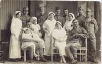 Old photo from the family album circa year 1915, the child on the woman's knees is Lívia Schwarzová, the mother of Lýdia Ferová