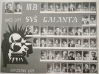 Graduation board. Ľ. Kolenčík in the 3rd row from the bottom, 4th from the right.