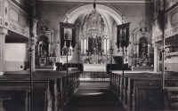 The interior of the church of Saint Bartholomew in Velký Šenov. 1930's