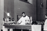 At the funeral of Jan B. Bárta, OFM (Ordo fratrum minorum), 1982