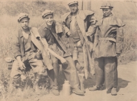 Work in the mines, Cyril Michalica is the second from right, second half of 1950s