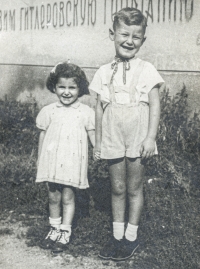 A photograph of Yuri and his sister Eva, when they were small children, at home in Czechoslovakia.

