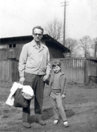 With his daughter Martina on a trip to Karlštejn, 1972