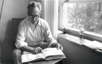 Jan Kadlec with a book, Liberec about 1983