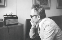 Jan Kadlec at the radio, Liberec, about 1978