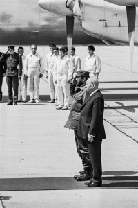 Cuban President and dictator Fidel Castro and General Secretary of the Central Committee of the Communist Party of Czechoslovakia Gustáv Husák; photo by Bořivoj Černý, first half of the 1970s 