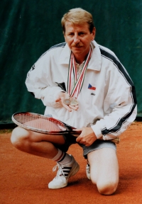 Bořivoj Černý as a tennis player and medal winner at the European Journalists' Doubles Championship, 1990s 
