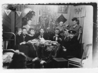 winter celebrations in Bilytske village, Donetsk region, the respondent is the last one on the right side. The 1960s