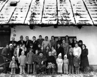 Štěpán Kaňák (the second one from the top left) with parents, siblings and their families / 1980s
