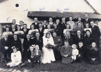 Štěpán Kaňák (the fifth one from the top right) at the wedding of the eldest brother / around 1944

