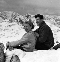 Gertruda Milerská with her husband / Low Tatras / Chopok / 1954