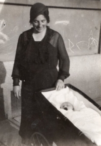 Olga Adamkova with her mother, Olomouc, 1932