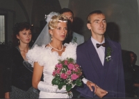 Jiří Miler s manželkou Miroslavou při svatbě v roce 1993