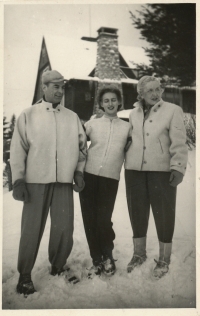 Eva with her husband Klačka on the ski trip