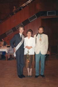 Eva Falářová with her sons at Martin Falář's secondary school graduation ball, 1995-1996 