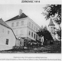 School and church in Zdíkovec, attended by Josef Falář  