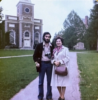 With his mother at Hamilton College in 1975