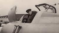 Witness Jiří Ježek during his service with Il-18 bomber at Hradec Králové airport, circa 1965